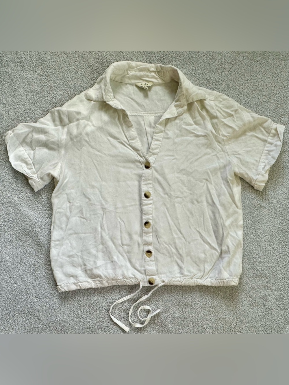 Women’s White Button-Front Cropped Shirt Top